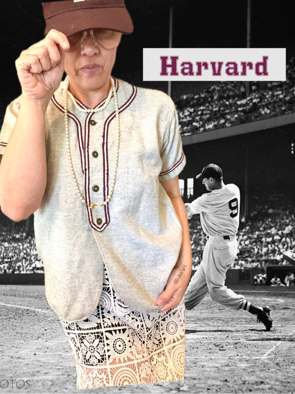 Vintage 1940’s Wool Athletic Wear Harvard #6 Baseball Jersey Gray Maroon